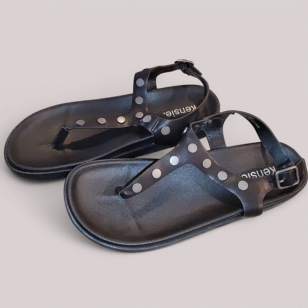 Kensie Black Fleta Footbed Sandals Women's Size 9